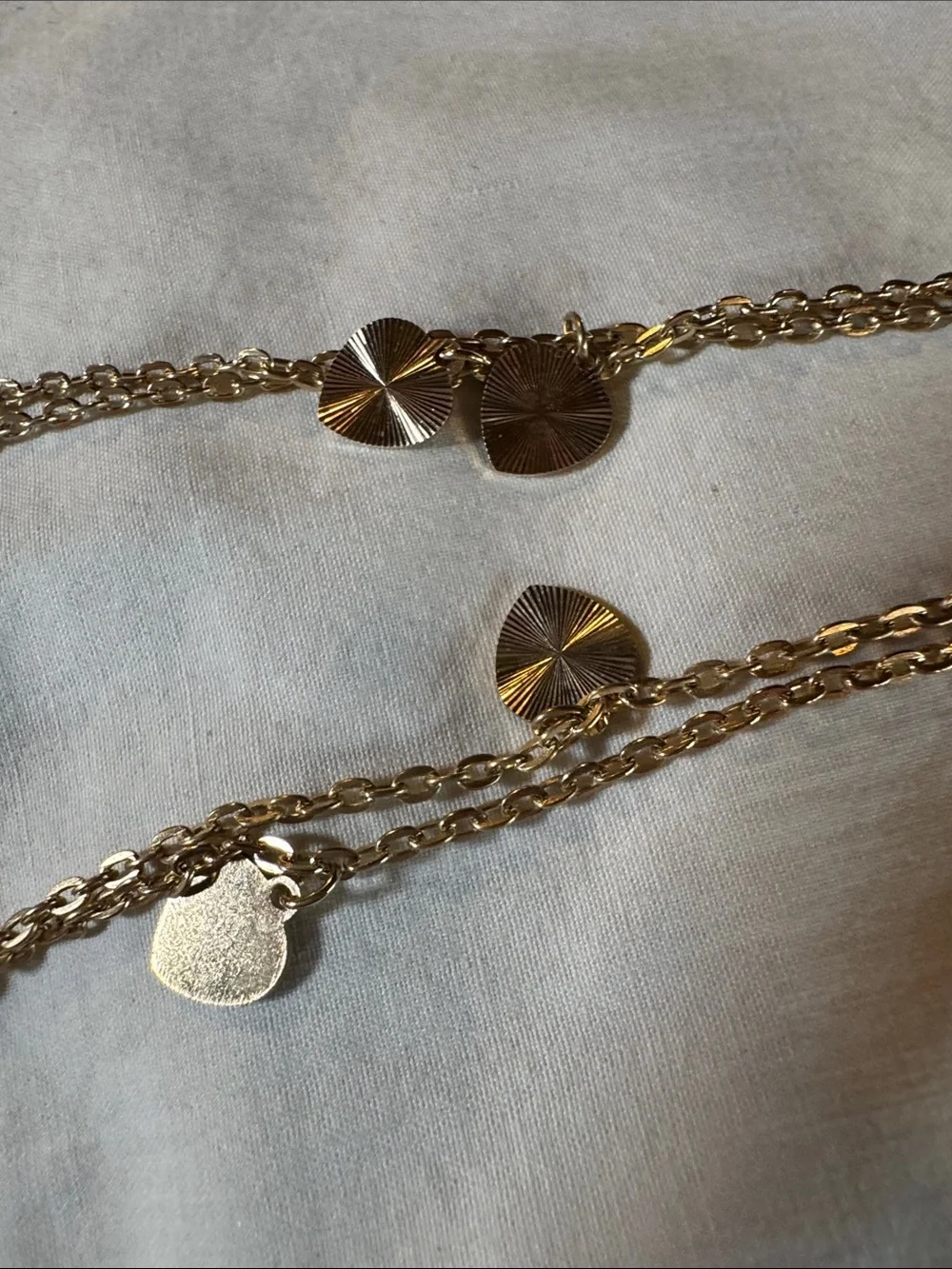 Gold-Tone Layered (2 included in listing) Chain Anklet with Disc Charms